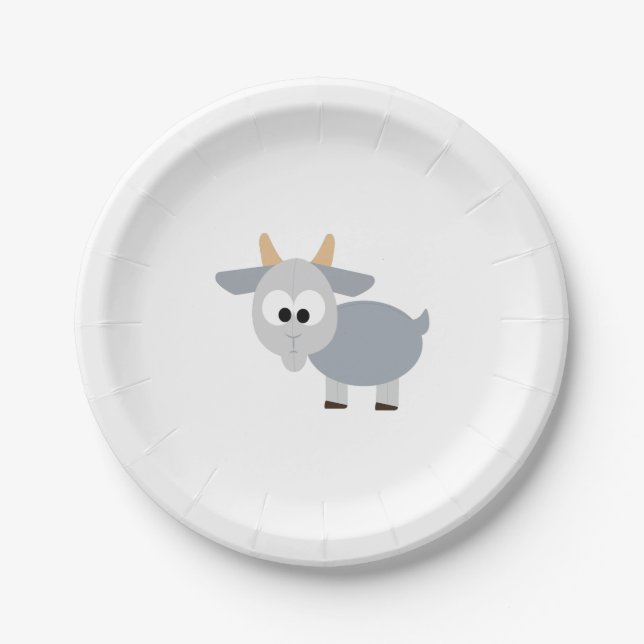 Adorable gray goat paper plates (Front)