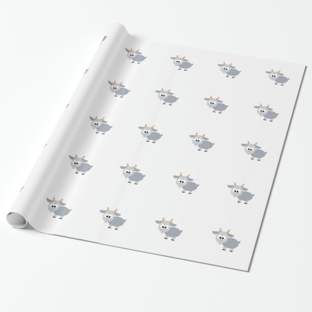 Adorable gray goat wrapping paper (Unrolled)