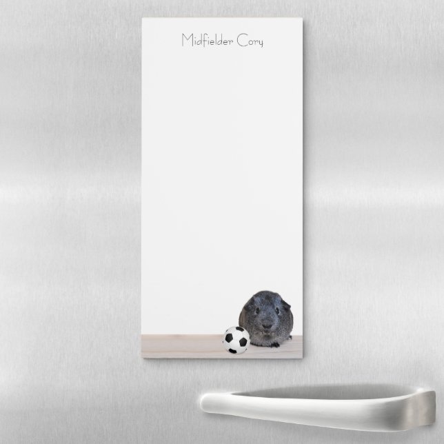 Adorable Gray Guinea Pig Black White Soccer Ball Magnetic Notepad (In Situ)