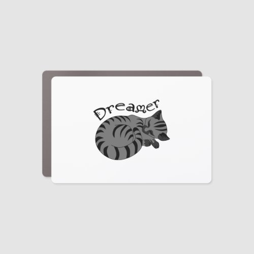 Adorable Gray Tabby Kitten Curled Sleeping Cartoon Car Magnet