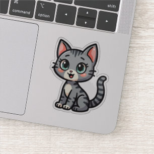 Adorable Gray Tabby Kitten – Pastel Style Sticker