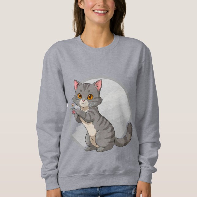 Adorable Gray Tabby Kitten Sweatshirt (Front)