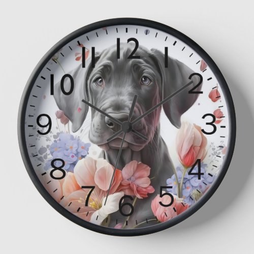 Adorable Great Dane Puppy Dog Clock