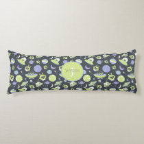 Adorable Green Aliens Space Ships UFO Kids Body Pillow