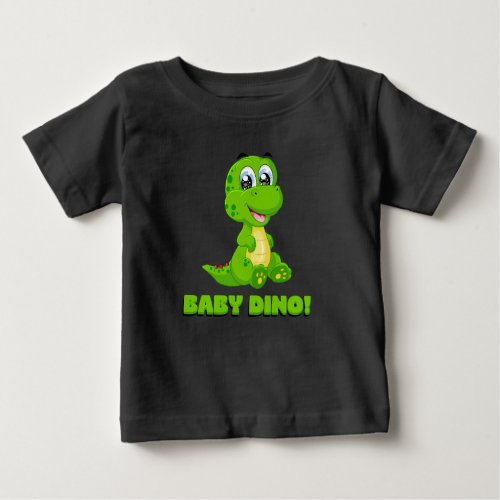 Adorable Green Baby Dinosaur T_Shirt for Little Ex
