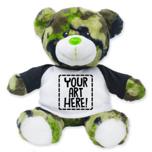 Adorable Green Camouflage 9" Stuffed Teddy Bear