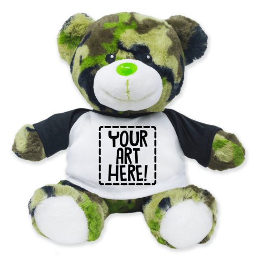 Adorable Green Camouflage 9 Stuffed Teddy Bear