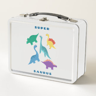 Adorable Green Dinosaur Kids T-Shirt Metal Lunch Box