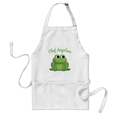 Adorable Green Frog Personalized Adult Apron
