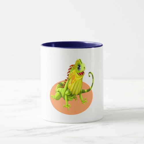 Adorable green happy nature iguana lizard mug