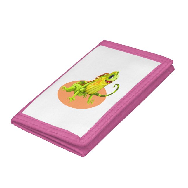 Adorable green happy nature iguana lizard tri-fold wallet (Bottom)