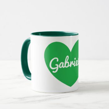 Adorable Green Heart Design Her Name Coffee Mug by HappyGabby at Zazzle