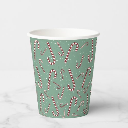Adorable green pattern candy cane cute red Xmas Paper Cups