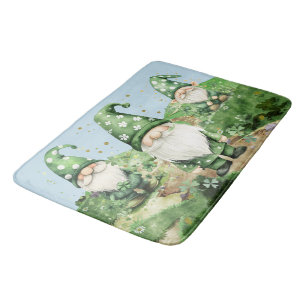 Adorable Green St. Patrick's Day Gnomes Bath Mat