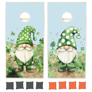 Adorable Green St. Patrick's Day Gnomes Cornhole Set