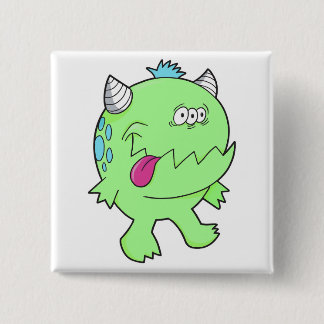adorable green tongue chomper monster pinback button