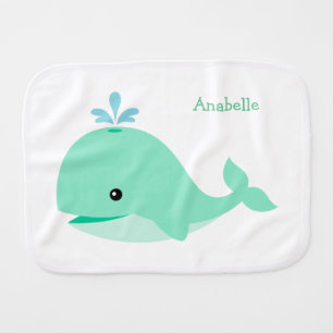 Adorable Green Whale Burp Cloth