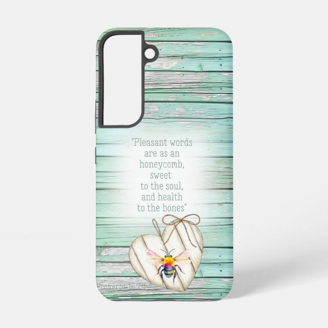 Adorable Green Wood Heart Rainbow Bee Scripture Samsung Galaxy Case (Back)
