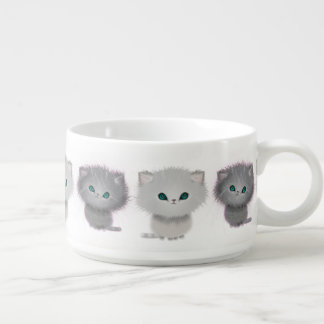 Adorable Grey and White Fluffy Kittens Bowl