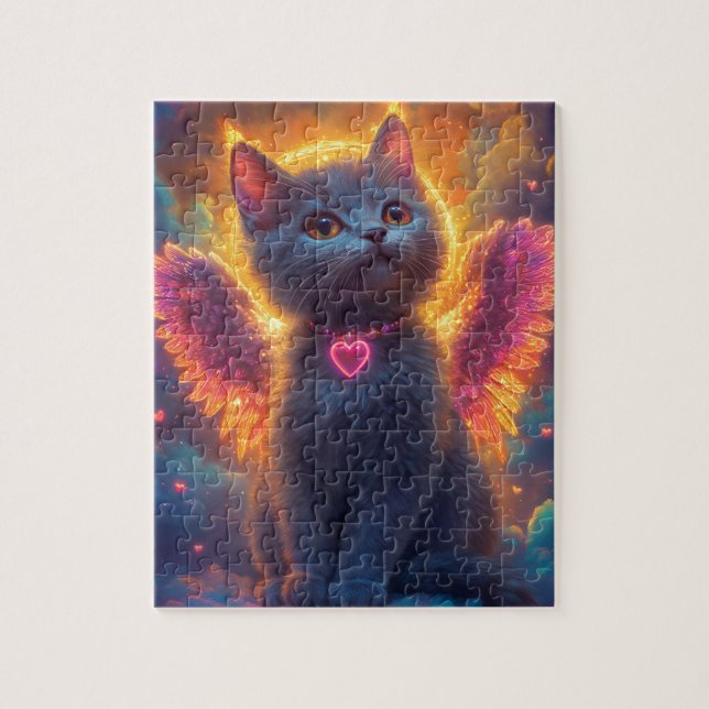 Adorable Grey Angel Kitty Jigsaw Puzzle (Vertical)
