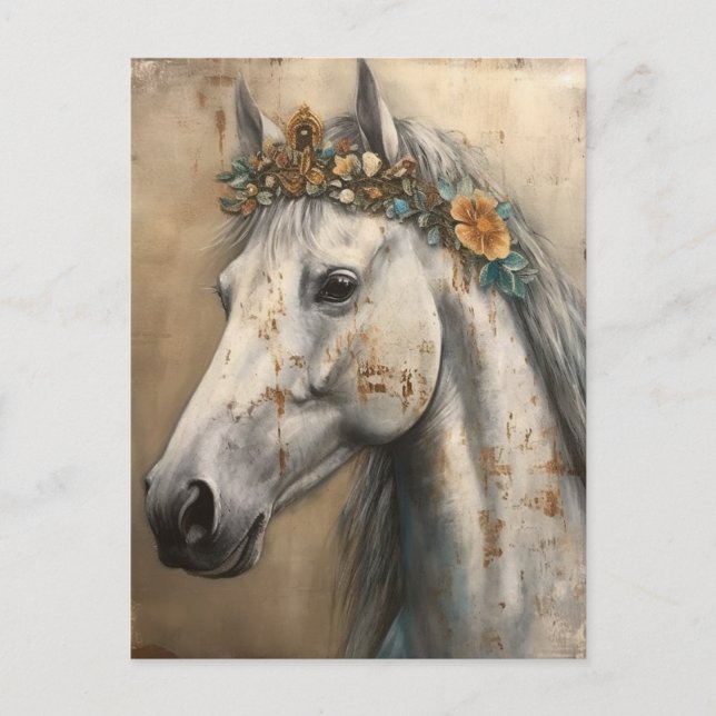Adorable Grey Horse in a Crown Postcard (Front)