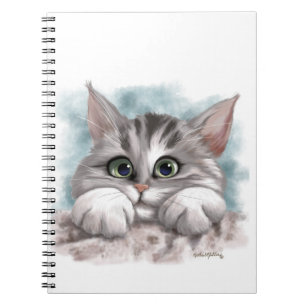 Adorable Grey Tabby Kitten Cartoon Notebook