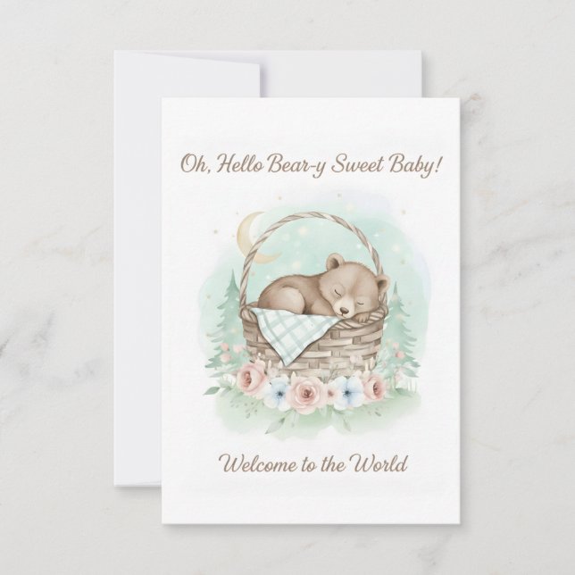 Adorable,  grizzly bear cub  Baby Shower  Thank You Card (Front)