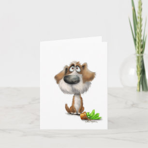 Adorable Guilty Shaggy Dog Cartoon Card