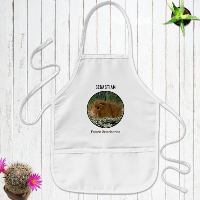 Adorable Guinea Pig Custom Photo Template Kids' Apron (Cute personalized kids apron for crafting, gardening, cooking or baking. )