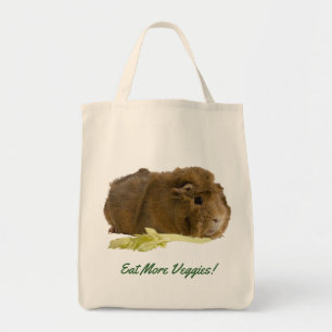 Adorable Guinea Pig Eating Celery Photo Reusable Tote Bag