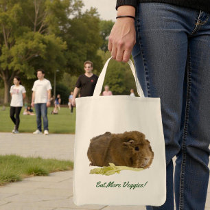 Adorable Guinea Pig Eating Celery Photo Reusable Tote Bag