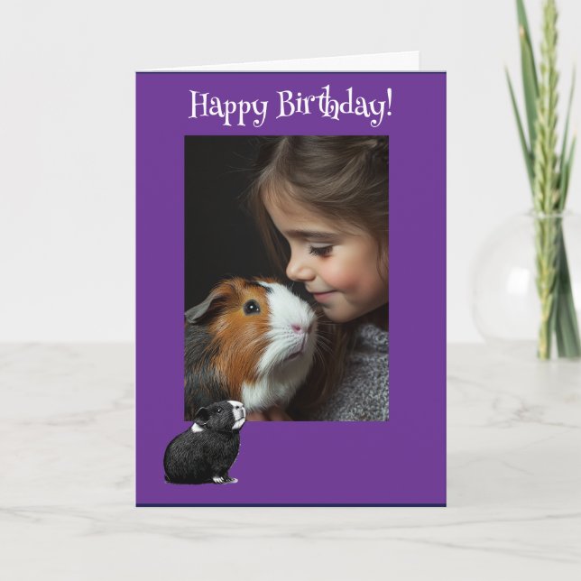 Adorable Guinea Pig Fun Photo Birthday Card (Front)