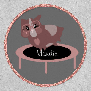 Adorable Guinea Pig on Trampoline Purple Pink Patch