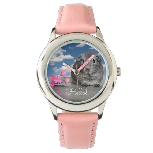 Adorable Guinea Pig Pink Flowers Back To School Watch