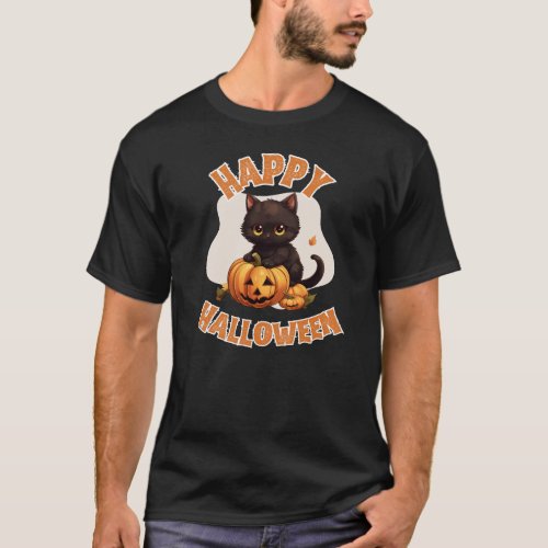 Adorable Halloween Black Cat T_Shirt