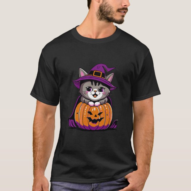 Adorable Halloween Cat T-Shirt (Front)