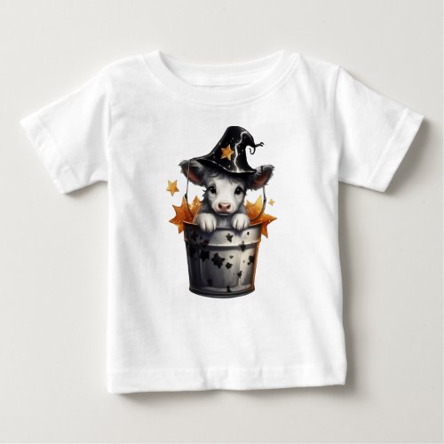 ADORABLE HALLOWEEN COW IN A BUCKET BABY T_Shirt