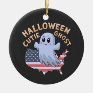 Adorable Halloween Cute Ghost Spooky, Funny Ceramic Ornament