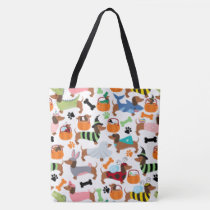 Adorable Halloween Dachshunds In Costumes Tote Bag