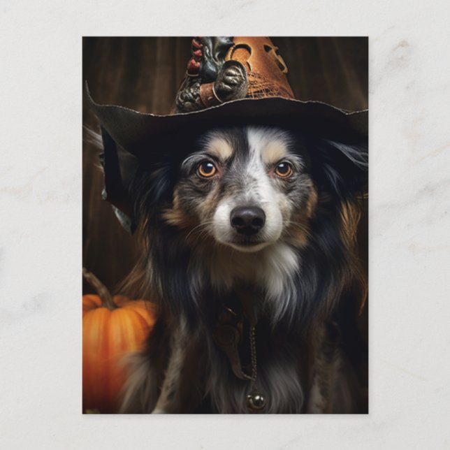 Adorable Halloween Dog Postcard (Front)
