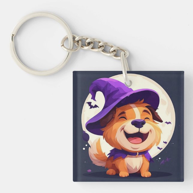 🐶🎃 Adorable Halloween Dog Style 👻🍂 Keychain (Front)