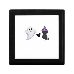 Adorable Halloween Duo Friendly Ghost and Black Ca Gift Box