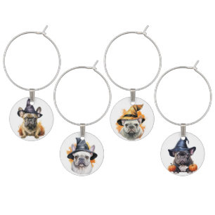ADORABLE HALLOWEEN FRENCH BULLDOGS DOGS IN COSTUME WINE CHARM