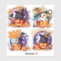 Adorable Halloween Ghosts with Moon Sticker sheet
