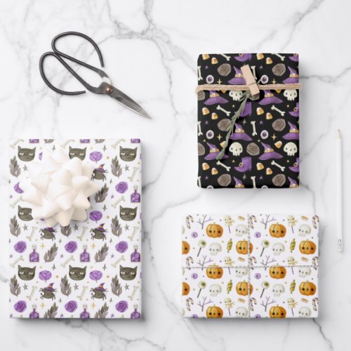 Adorable Halloween Gift Wrapping Paper 3 Pack