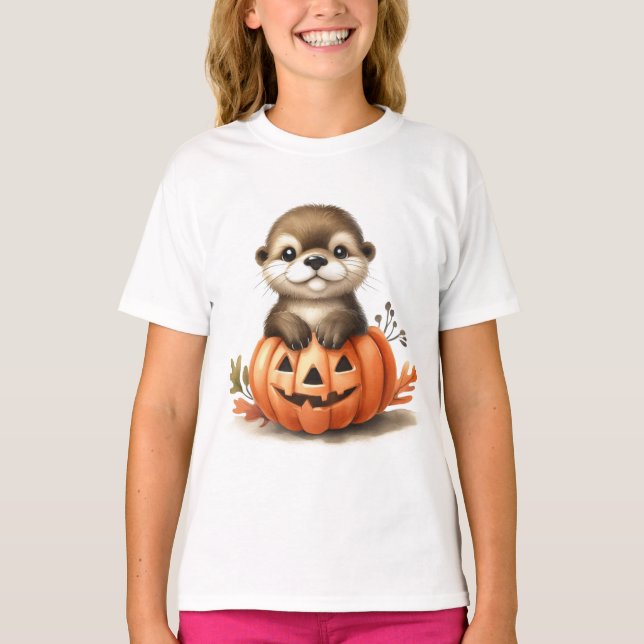 Adorable Halloween Otter T-Shirt (Front)