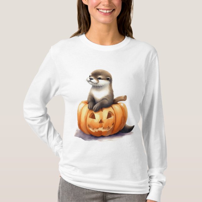 Adorable Halloween Otter T-Shirt (Front)
