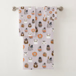 Adorable Halloween Owls Pattern Bath Towel Set
