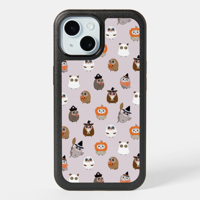 Adorable Halloween Owls Pattern iPhone 15 Case (Back)