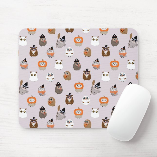 Adorable Halloween Owls Pattern Mouse Pad (With Mouse)